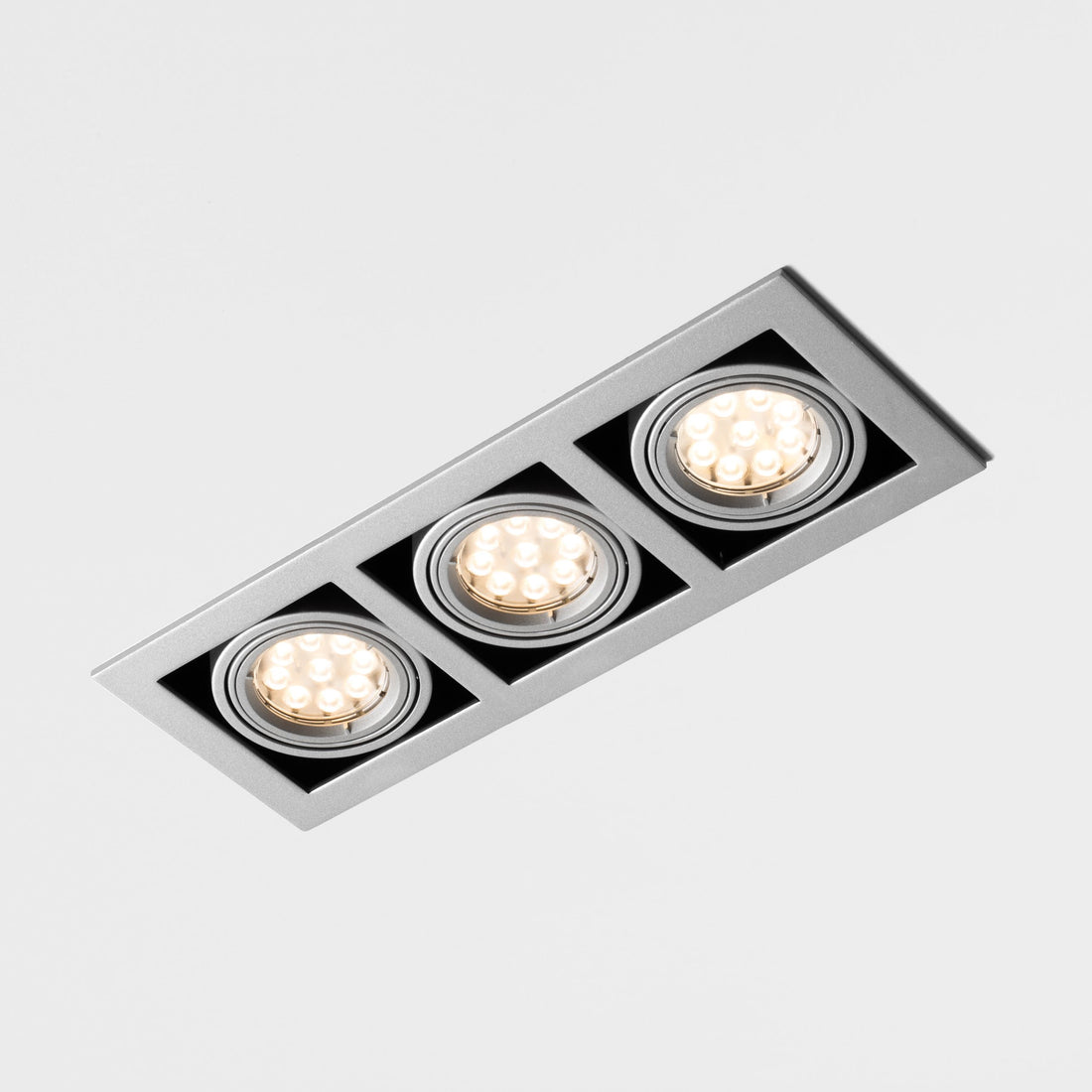 Recessed Triple LED Down Light.  Silver Finish.